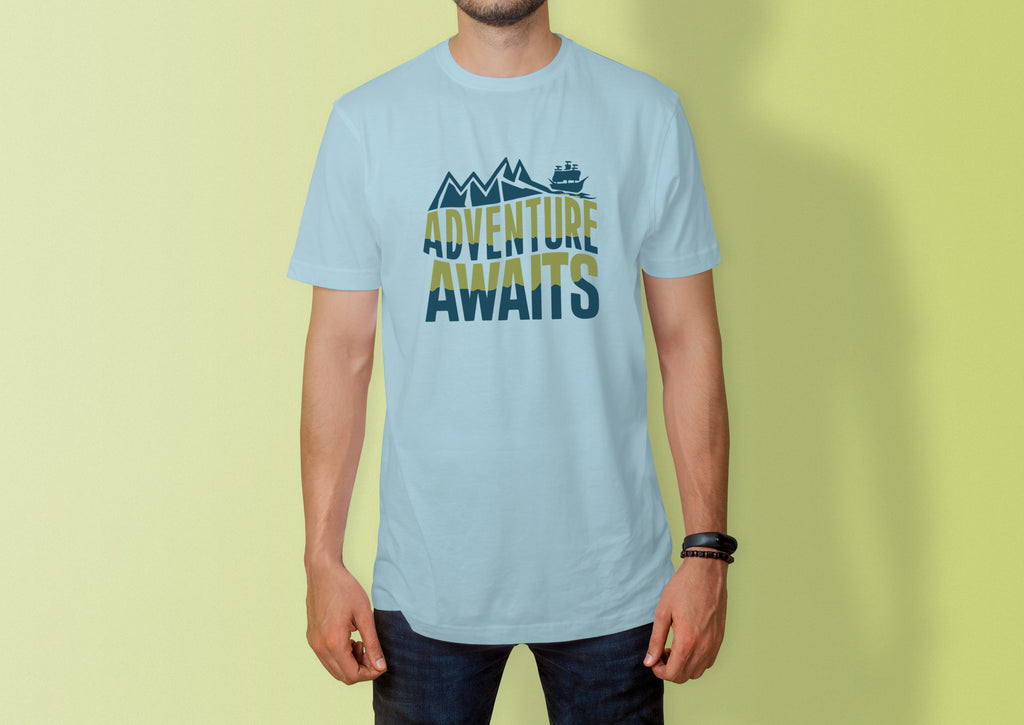 Adventure Awaits Mountain & Ship Graphic T-Shirt