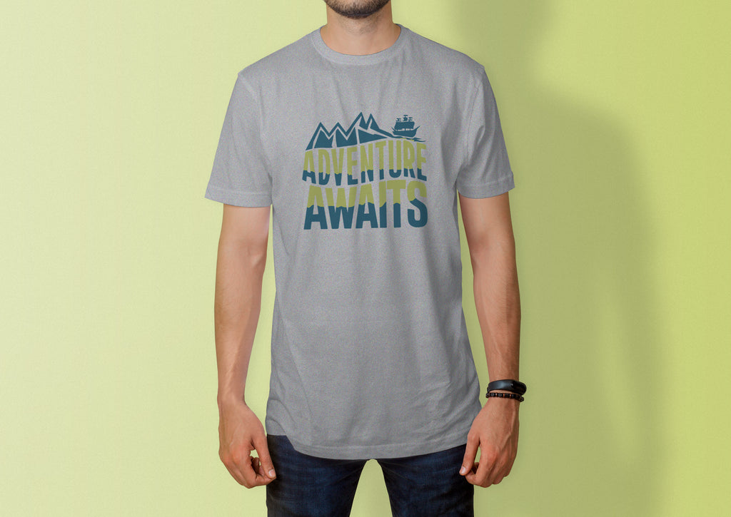 Adventure Awaits Mountain & Ship Graphic T-Shirt