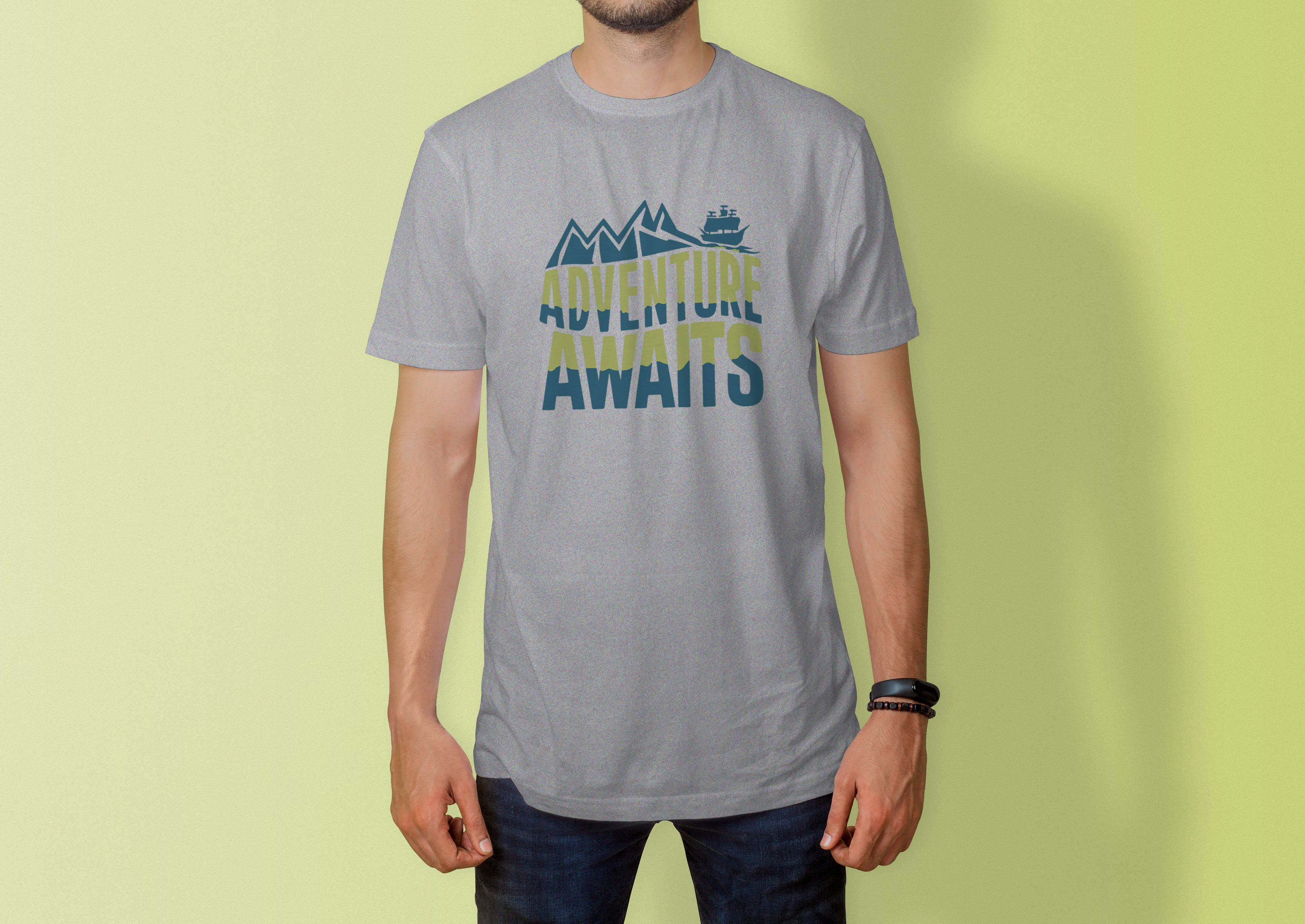 Adventure Awaits Mountain & Ship Graphic T-Shirt